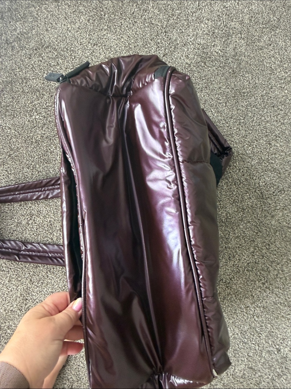 Calpak Quilted Duffel Bag - Glazed Dark Cherry - Picture 5 of 6